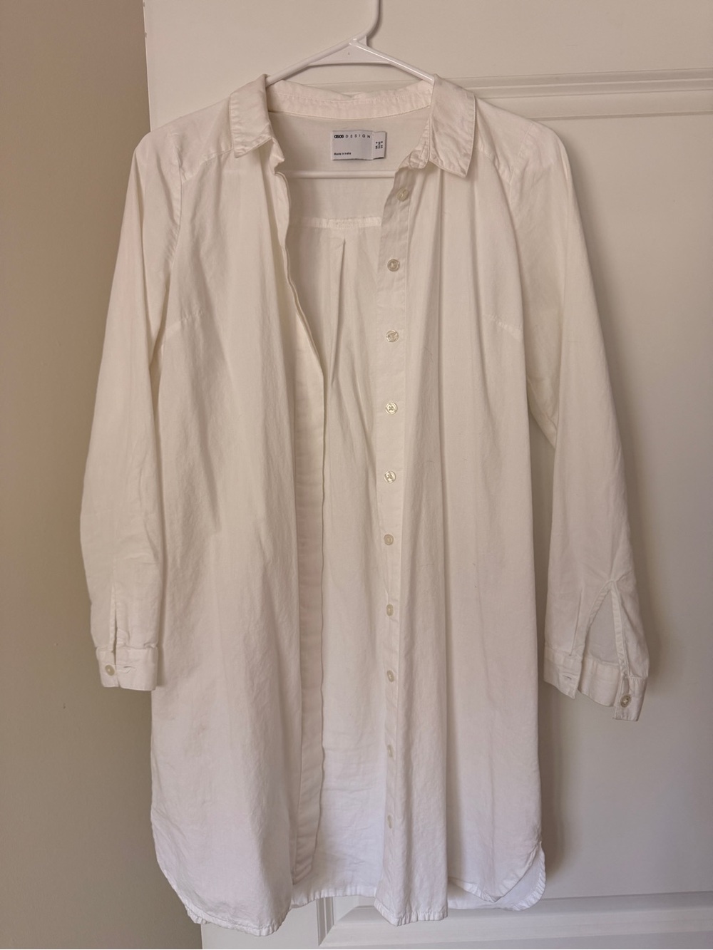 ASOS Cream Button-Front Midi Shirt Dress